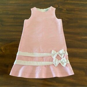 Florence Eiseman Pink Striped Girls Dress with Bow Accents